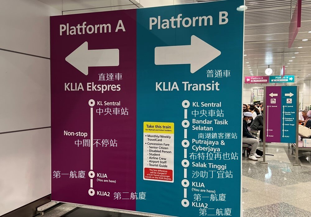 吉隆坡第二航廈(終點站) 搭乘方向告示牌