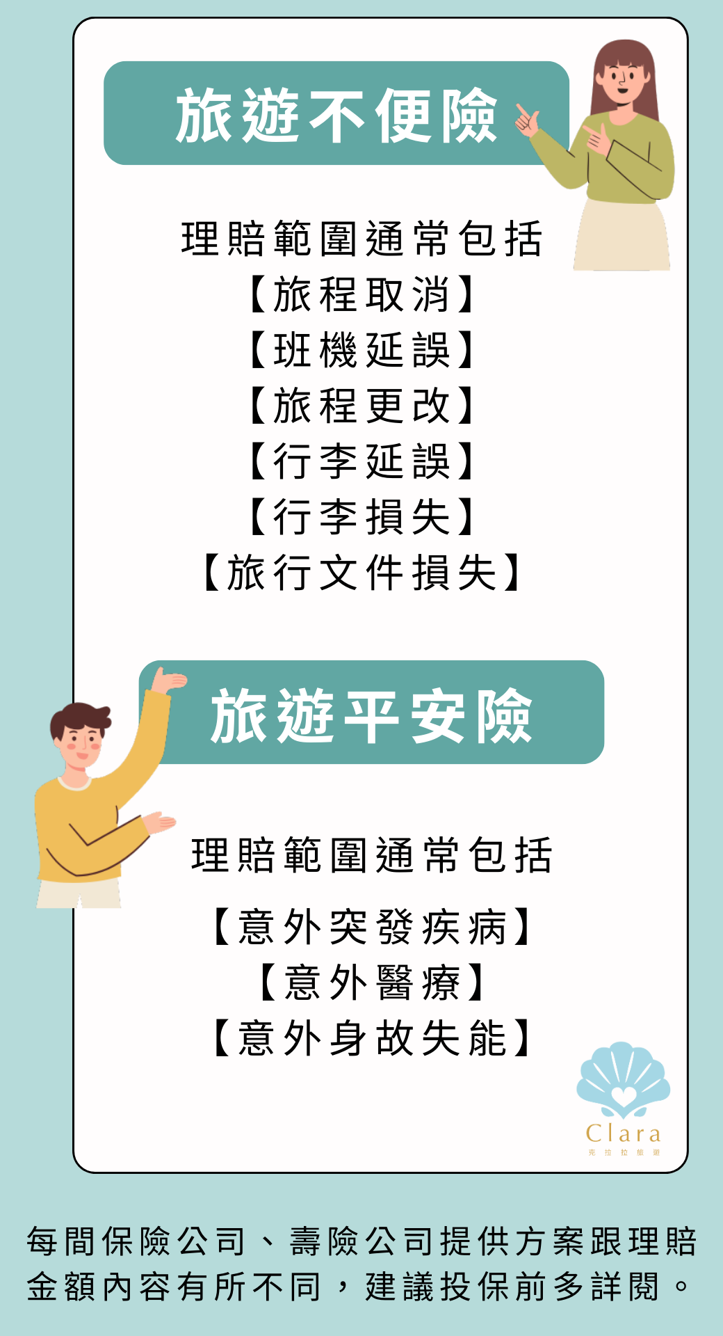 旅遊不便險、旅遊平安險比較