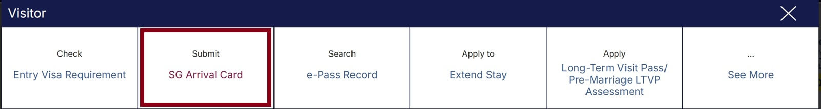 點擊SG Arrival Card